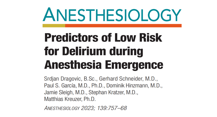 文獻(xiàn)速遞 | 麻醉蘇醒期譫妄低風(fēng)險的預(yù)測因素